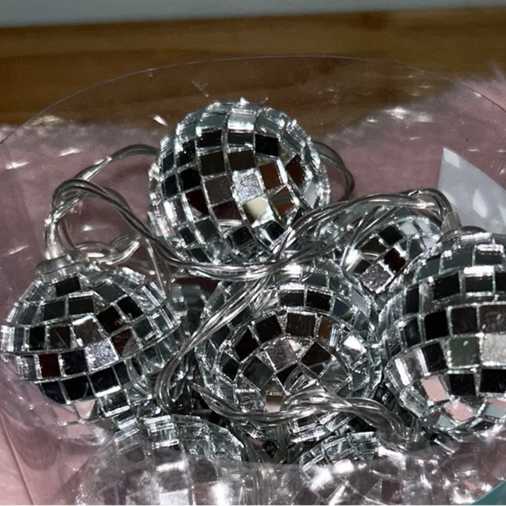 Disco ball lights psychedelic Hologram silver mirror sequin rave trip art decor